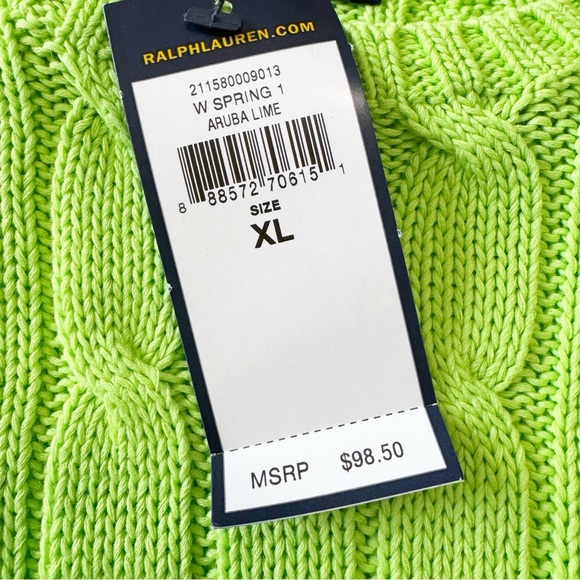 Polo Ralph Lauren Aruba Lime Cable Knit Sweater NWT XL - Picture 5 of 8